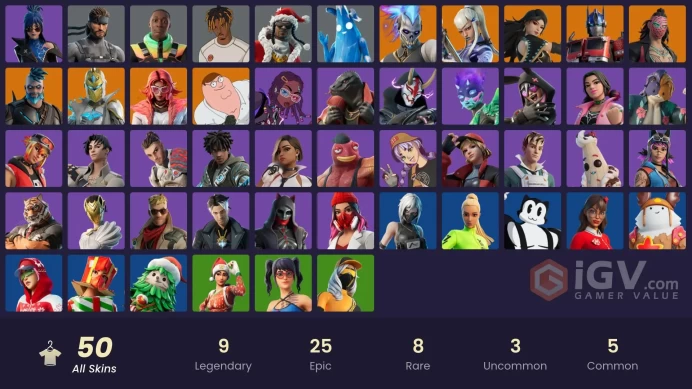 [PSN/XBOX/PC] 50 skins | Era | Omegarok | Optimus Prime | Valeria | Peter Griffin | Kado Thorne | Spectra Knight | Mizuki | Polar Peely | 200 VB