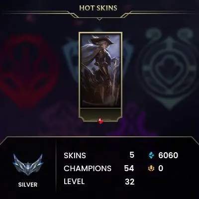 EUW / SILVER 3(38LP) %73wr / 54 champ / 5 Good Skins(1 Legendary, 2 Epic)/ 6.0K BE / HONOR 3 / S12 ACC/ HANDMADE / FULL ACCES/ CHEAP