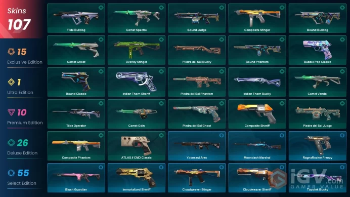 EU-TR / V25:ACT6 PLATINUM 1 / ONIMARU KUNITSUNA / 50000+ VP SPENT / 28 AGENTS / 107 SKINS / CHANGEABLE EMAIL / INSTANT DELIVERY #VIG1/70125K30