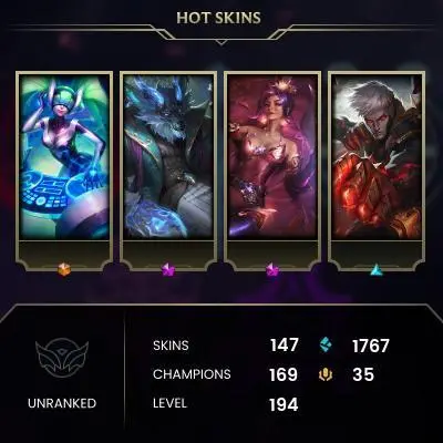 EUW UNK- 147 AMAZING SKIN-169CHAMP-CHEAPEST