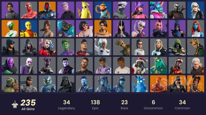 -ALL PLATFORMS-234 Skin-281 Pickaxe-232 Emotes-206 Gliders-Jack Gourdon OG-Chani-Naruto Uzumaki-Shadow Midas-Heron Stance Hero-Lara Croft