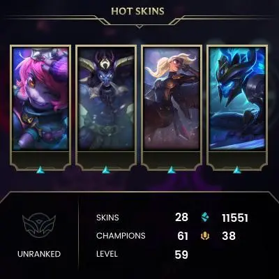 EUW / UNRANKED / 61 Champ / 28 Good Skins / RIOT KAYLE / 11.5K BE / HONOR 3 / S6 ACC / 59 LVL / FULL ACCES / HANDMADE / VERY CHEAP