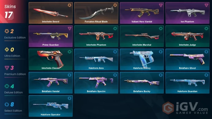 EU-TUR | 17 Skins | Forsaken Ritual Blade | Valiant Hero Vandal | Ion Phantom | Prime Guardian | FULL ACCESS