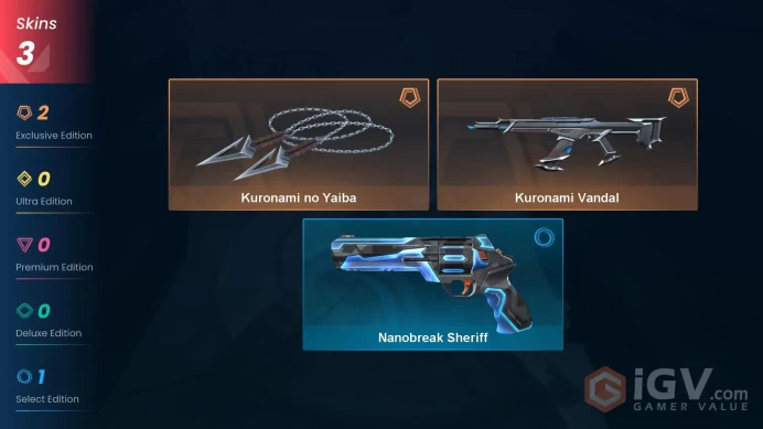 EU-TUR | 3 Skins | Kuronami no Yaiba | Kuronami Vandal | Nanobreak Sheriff | FULL ACCESS