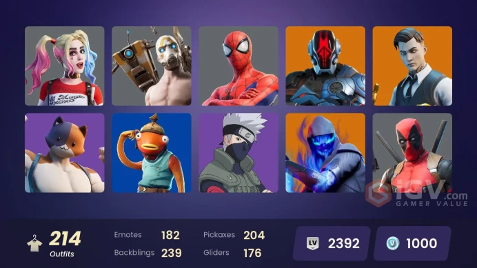 [ALL PLATFORMS]-211 Skin-220 Pickaxes- 182 Emotes-176 Gliders-OG STW-Psycho Bandit-Leviathan-Spider-Man Zero-Harley Quinn-FNCS Champion Seeker