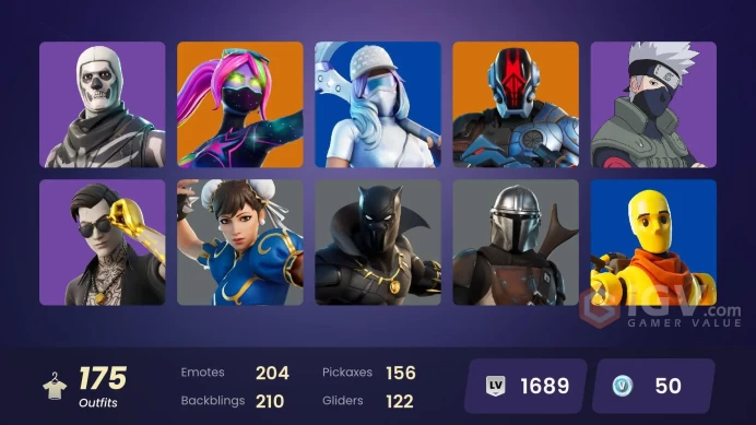 [ALL PLATFORMS]-173 Skin-166 Pickaxes-201 Emote-Chun-Li-Kelsier-Raise The Cup-Skull Trooper-Kakashi Hatake-Venom-Lara Croft-Catwoman Zero-