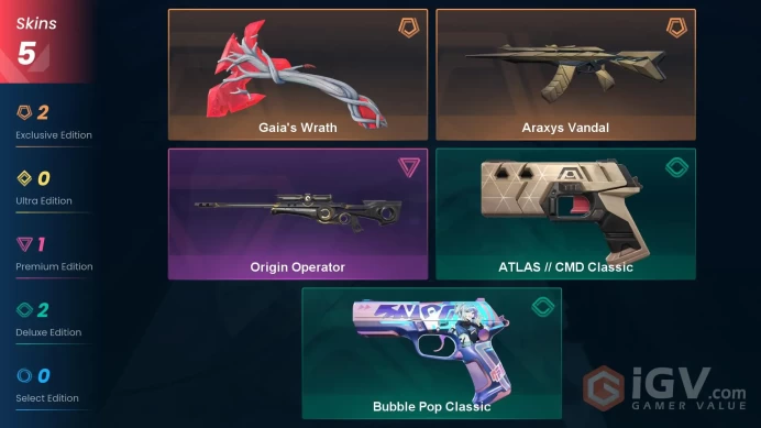 [EU\TURKEY] - SKINS 5 - KNIFE 1 - Gaia's Wrath - Araxys Vandal - Origin Operator - FULL ACCESS - INSTANT DELIVERY