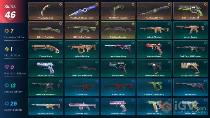 [EU\TURKEY] - SKINS 46 - KNIFE 4 - VALORANT GO! Vol. 1 Knife - RGX 11z Pro Karambit - RGX 11z Pro Vandal - FULL ACCESS - INSTANT DELIVERY
