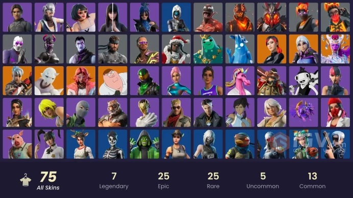 PC/Xbox/Nintendo 72 skins | Chani | Polarity | Valeria | Peter Griffin | Ronin | Snap | The Cube Queen | Torin | Dark Jonesy | Dark Red Knight