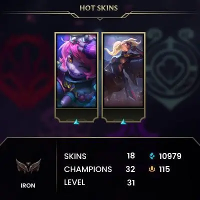 EUW / S15 IRON IV / 32 CHAMPS / 18 SKINS / 1W/0L / 1/5 PLACEMENTS / HONOR 3 / CHANGEABLE EMAIL / 5 MIN. 24/7 DELIVERY #L1/95925AR3