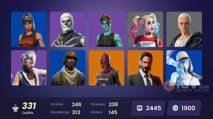 [ALL PLATFORMS]-324 Skin-392.400 V-B SPEND TOTAL-246 Pickaxes -239 Emotes-138 Gliders-Renegade Raider-Aerial Assault Trooper-Unchained Ramirez-