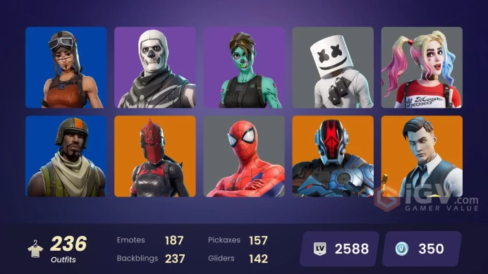 [PSN/XBOX/PC] 236 skins | Renegade Raider | Aerial Assault Trooper | Gold Midas | Gold Brutus | Grind | Naruto Uzumaki | Clutch | Torin | 350 VB
