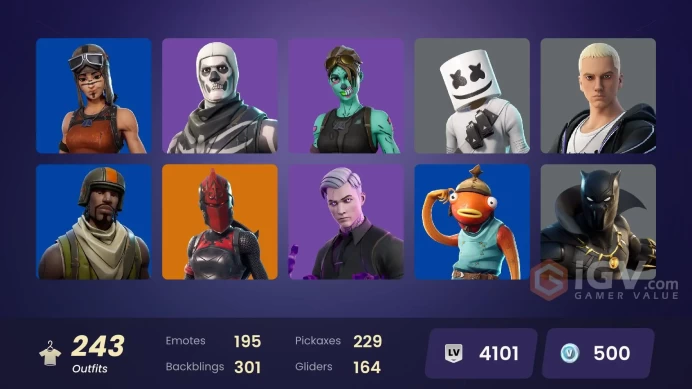 [ALL PLATFORMS]-232 Skin-Renegade Raider | Aerial Assault Trooper | Galaxy Grappler | Son Goku | Shadow Midas |LeBron James| Dynamo| FULL ACCESS
