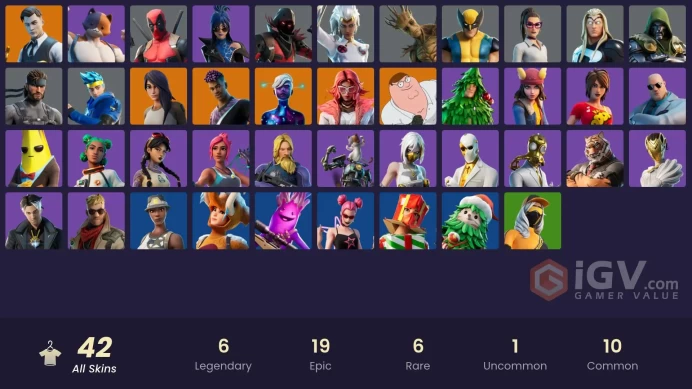 [PSN/XBOX/PC] 42 skins | Gold Midas | Valeria | Peter Griffin | Fade | Galaxy Scout | Gear Specialist Maya | Doctor Doom | Thor | 100 VB