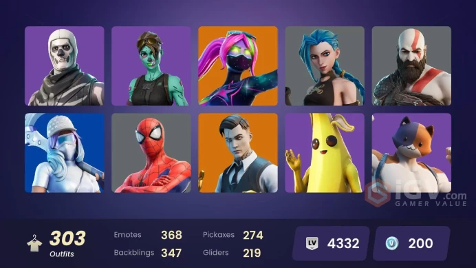 FA - [PSN/PC] 302 skins | OG STW | Kratos | Gold Brutus | Master Chief (Matte Black) | Gold Midas | Arcane Vi | Aura Analyzer | Arcane Jinx