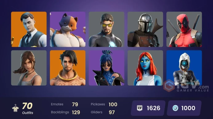 [PSN/XBOX/PC] 70 skins | Pitch Patroller | Zeus | Valeria | Midas | Peter Griffin | Fade | Eternal Knight | Raz | Menace | Poseidon | 1000 VB