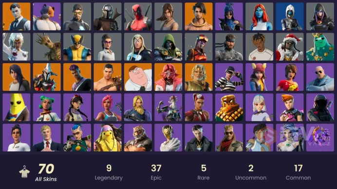 [PSN/XBOX/PC] 70 skins | Pitch Patroller | Zeus | Valeria | Midas | Peter Griffin | Fade | Eternal Knight | Raz | Menace | Poseidon | 1000 VB