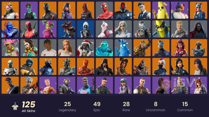 125 SKINS | EON | MERRY MINT AXE | GOLD MIDAS | ROGUE AGENT | HERON STANCE HERO | SORANA | LUXE | VALOR | OMEGA | CATALYST 