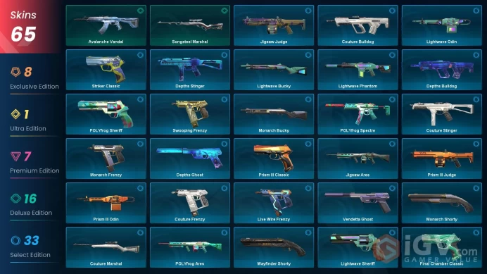 EU [ 65 TOP SKINS + 6 KNIFE ] Glitchpop Dagger + VALORANT GO! . 1 Knife + Singularity Phantom + Elderflame Vandal + Nebula Phantom / FULL ACCES