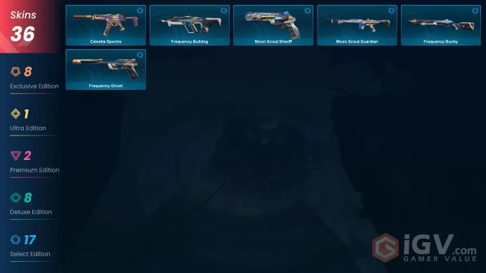 EU/TR 36 skins | Xenohunter Knife | Blade of Aemondir | Nocturnum Phantom | Nocturnum Classic | Imperium Vandal | Neo Frontier Sheriff |
