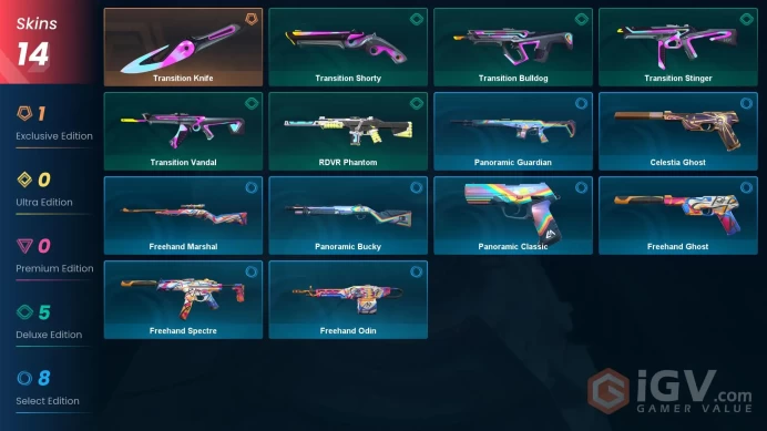 EU  1 KNIFE  14 SKINS  Transition Knife  Transition Stinger  RANKED READY  74 LEVEL  DVaBL 