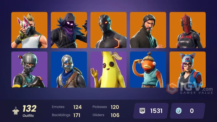 132 skins | The Reaper | Elite Agent | Take The L | Floss | Fresh | Blue Squire | Royale Knight | Omega | Ride The Pony | Snowflake