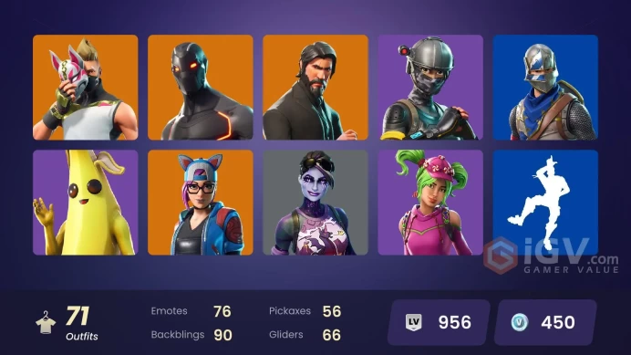 71 skins | The Reaper | Elite Agent | Take The L | Tidy | Blue Squire | Royale Knight | Omega | Ride The Pony | Snowflake | Rogue Agent | Lynx