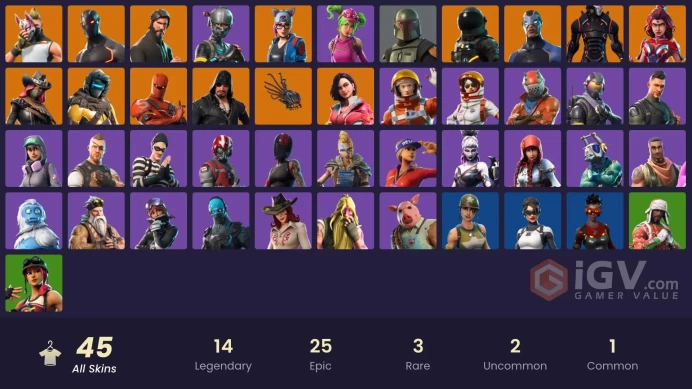 44 skins | The Reaper | Elite Agent | Take The L | Ride The Pony | Mako | Snowflake | Omega (stage 5) | Rogue Agent | Lynx | Valor | Rox