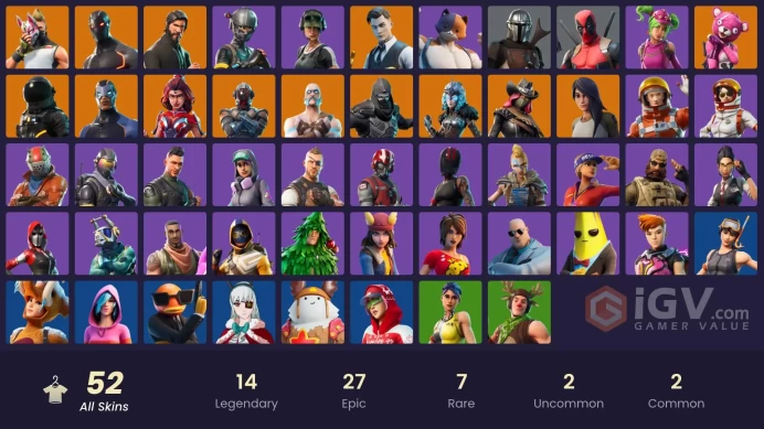 52 skins | The Reaper | Elite Agent | Take The L | Tidy | Omega | Trailblazer | Ride The Pony | Mako | Snowflake | Rogue Agent | Valor