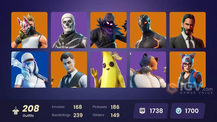 [ALL PLATFORMS]-208 Skin-194 pickaxes-147 gliders-167 emotes-OG STW-Shogun-John Wick-Spider Knight-Omega OG-Drift-FULL ACCESS-