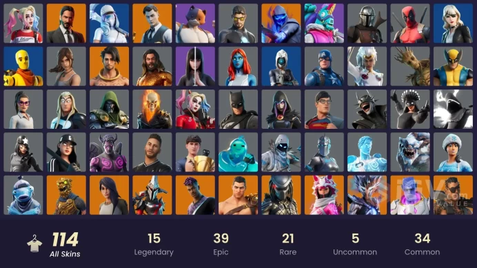 114 SKINS | TART TYCOON | PITCH PATROLLER | JOHN WICK | MENACE | PREDATOR | GEAR SPECIALIST MAYA | VI | TORIN | RAZ
