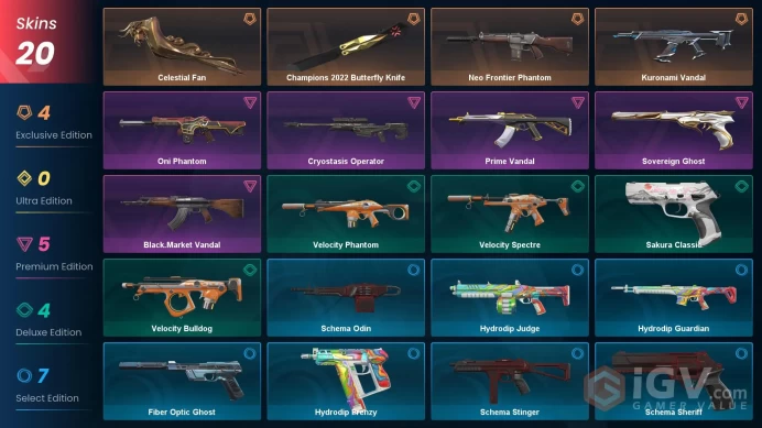 EU - LVL 92 - UNRANKED - 2 KNIVES - 20 SKINS (~23,600 VP) Celestial Fan, Champions 2022 Butterfly Knife, Neo Frontier Phantom, Kuronami Vandal