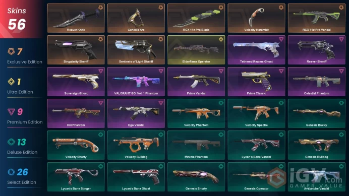 EU - LVL 95 - UNRANKED - 4 KNIVES - 56 SKINS (~37,175 VP) RGX 11z Pro Blade, Singularity Sheriff, Reaver Knife, RGX 11z Pro Vandal