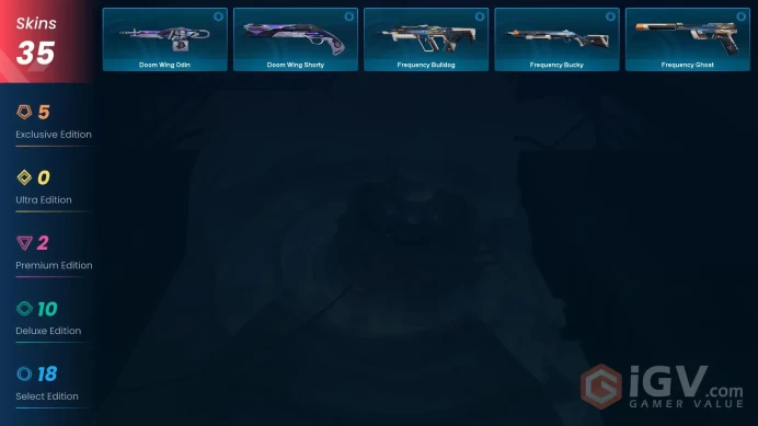 EU - LVL 62 - UNRANKED - 3 KNIFES - 35 SKINS (~14,725 VP) Kuronami no Yaiba, Byteshift Knife, Singularity Phantom, Kuronami Vandal