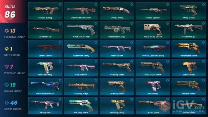 EU [ 86 TOP SKINS + 10 KNIFE ] Ion Karambit + Elderflame Vandal + Spectrum Phantom + RGX 11z Pro Vandal + Prime//2.0 Bucky / full acces
