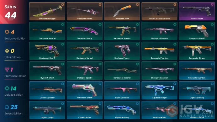 EU/Full Access/Ranked Ready/Composite Knife + Prelude to Chaos Vandal + Reaver Ghost + Shellspire Sword + Sandswept Dagger + 39 more