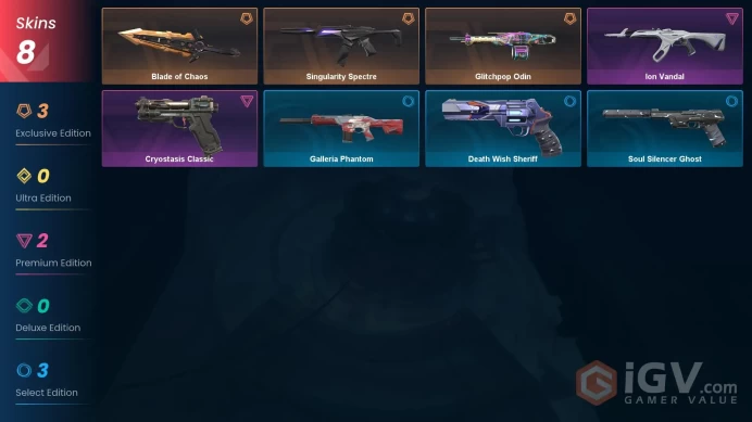 EU/Full Access/Ranked Ready/Singularity Spectre + Glitchpop Odin + Blade of Chaos + Cryostasis Classic + Ion Vandal + 3 more