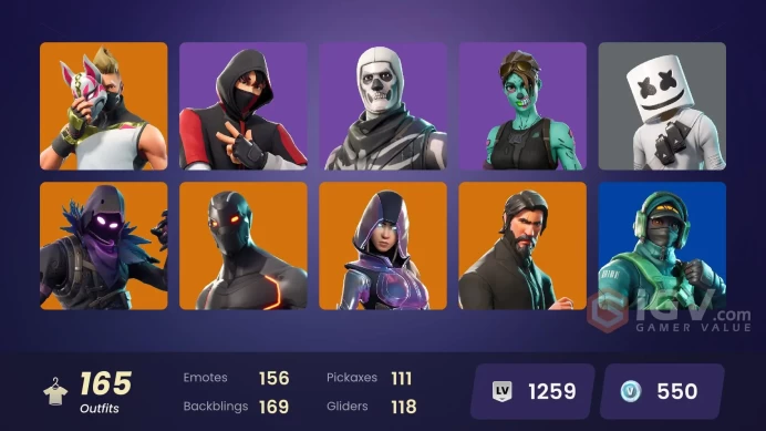 [XBOX/PSN/PC]165 skins | Sparkle Specialist | IKONIK | The Reaper | Glow | Blue Squire | Royale Knight | Elite Agent CC212