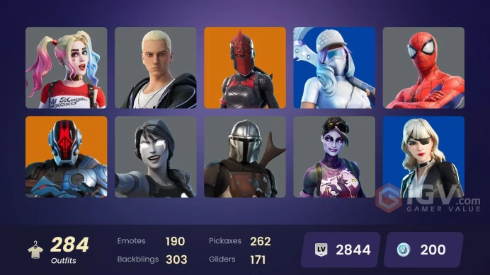 [ALL PLATFORMS]-284 Skin-277 Pickaxes -190 Emotes-171 Glider-Scout OG-Mogul Master (GBR)(KOR-)Lara Croft- FULL ACCESS-