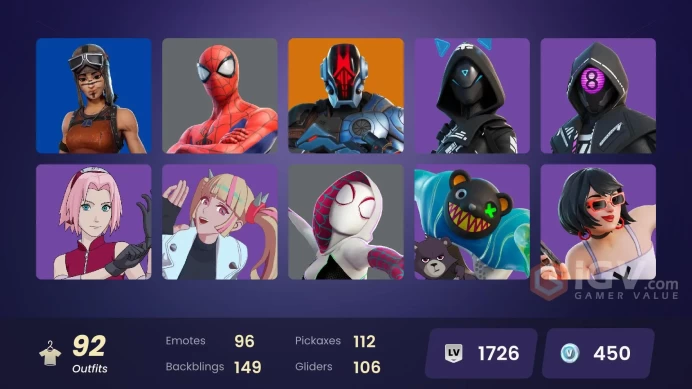 [PSN/XBOX/PC] 92 skins | Spider-Man | Peter Griffin | Renegade Raider | Omegarok | The Origin | Twyn | Zeus | Ronin | Inferno | Valeria | 450 VB