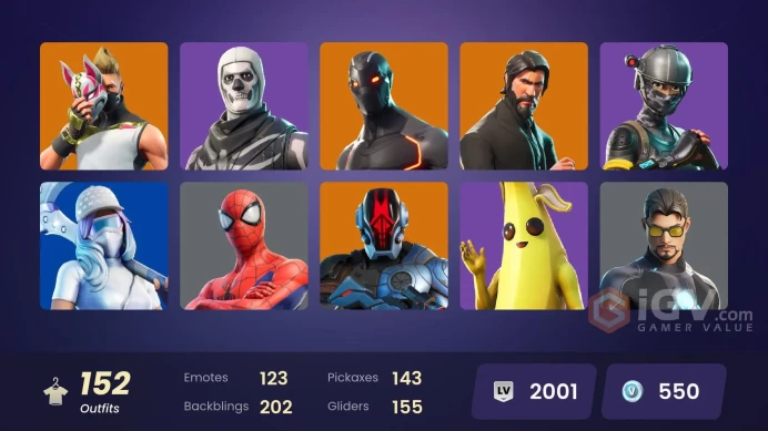 [PSN/XBOX/PC] 152 skins | OG STW | The Reaper | Chun-Li | Take The L | Elite Agent | Rogue Agent | NBA 75 Swish | Cloud Striker |Wingman |550 VB