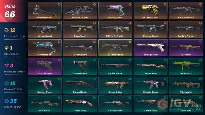 EU-TUR | 66 Skins | Kuronami no Yaiba | Elderflame Vandal | Kuronami Vandal | Primordium Vandal | Araxys Vandal | Kuronami Sheriff | Kuronami Sp