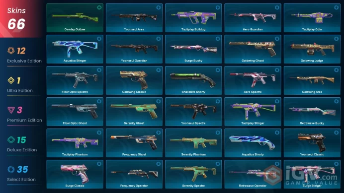 EU-TUR | 66 Skins | Kuronami no Yaiba | Elderflame Vandal | Kuronami Vandal | Primordium Vandal | Araxys Vandal | Kuronami Sheriff | Kuronami Sp