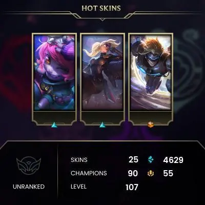[Code 8145] Level 107 + 25 Skins  / LAS / Very Cheap