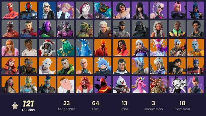 [PSN/XBOX/PC] 121 skins | Spider-Man | Peter Griffin | Inferno | Torin | Era | Joltara | Nezumi | Omegarok | The Origin |Optimus Prime | 950 VB