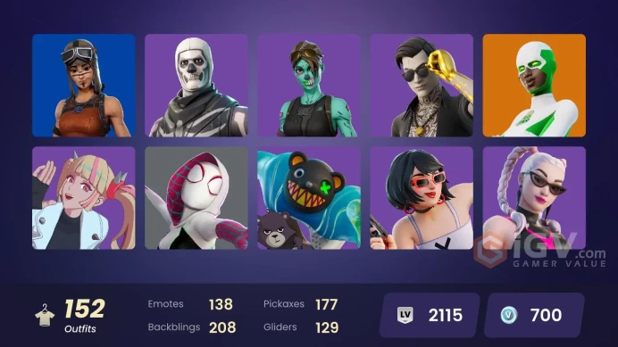[PSN/XBOX/PC] 152 skins | Spider-Gwen | Peter Griffin | Renegade Raider | Championship Aura | Era | Nezumi | Omegarok | Twyn | Hades | 700 VB