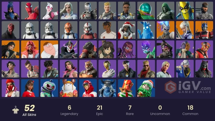 [PSN/XBOX/PC] 52 skins | Optimus Prime | Renzo the Destroyer | Valeria | Era | Peter Griffin | Mizuki | Coruscant Guard | 400 VB
