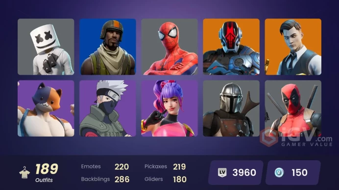 [PSN/XBOX/PC] 189 skins | Aerial Assault Trooper | Merry Mint Axe | Gold Midas | Lina Scorch | Naruto Uzumaki | Victor Elite | Joey | 150 VB