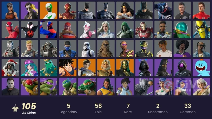 [PSN/XBOX/PC] 105 skins | Renegade Raider | Zeus | Son Goku | Ascendant Midas | Hades | Backlash | Poseidon | Chewbacca | Iron Spider | 100 VB