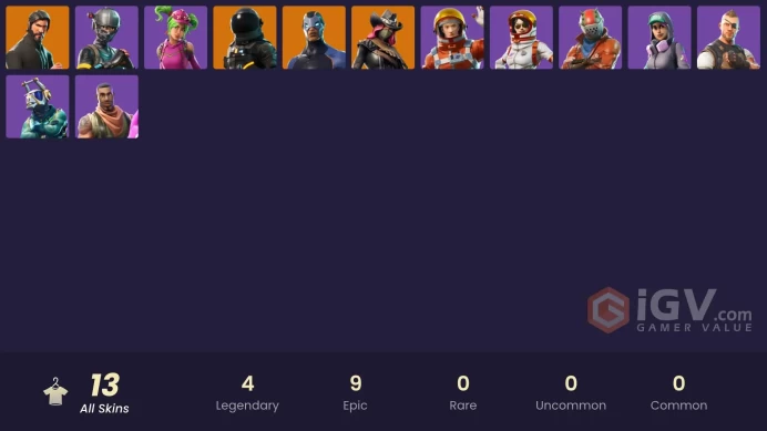 13 SKINS + THE REAPER + ELITE AGENT + TAKE THE L + DARK VOYAGER + CARBIDE + MOONWALKER + ZOEY + BATTLEHAWK + CALAMITY